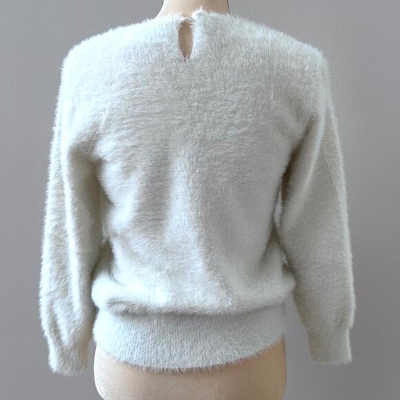 Anthropologie White Fluffy Sweater Size XS by Rosie Neim - Picture 3 of 8